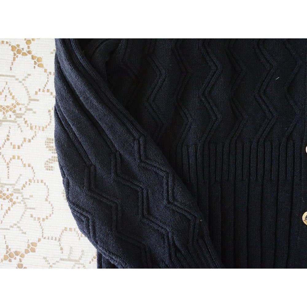 St. John Collection by Marie Gray Black Ribbed Knit Cardigan size 16 Large - Picture 6 of 6